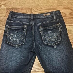 Elegant Boot Cut Jeans with Crown Accents